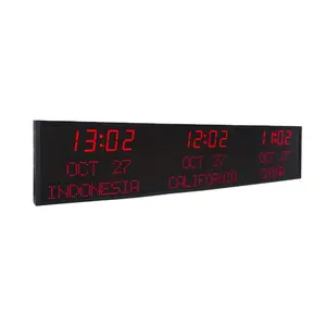 CHEETIE CP36 Wall Mounted LED Display UTC Sydney New York Three Countries Dual World Time Zone Clocks