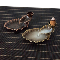 Quemadores de incienso de reflujo al por mayor, quemadores de incienso cónicos de aleación, accesorios esenciales para meditación budista, regalos excelentes