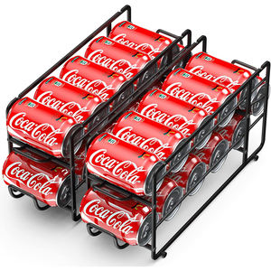 Support de présentation en métal pour distributeur de canettes de soda empilable à deux niveaux de type debout en fil <span class=keywords><strong>noir</strong></span> - Product Image 4