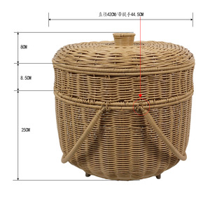 Wholesale outdoor hand-woven round hand-held <b>baskets</b>, fruit <b>baskets</b>, worship <b>baskets</b>, <b>storage</b> <b>baskets</b>, imitation rattan - Product Image 2