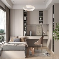 Neues Design Modernes Holz-Schlafzimmer-Set mit Kleiderschrank Schreibtisch Tatami-Bett - All-in-One Komfortabler Raum für Zuhause & Hotel