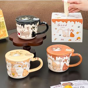 Taza de Café de Cerámica con Tapa, Diseño de Gato Adorable, Taza de Porcelana para Leche, Agua y Bebidas, Regalo de Cumpleaños al por Mayor para Amigos - Product Image 1