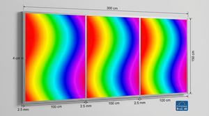 Fabriqué en Allemagne, affichage lenticulaire modulaire extra-large Lentiprint, 300x150cm, 3 panneaux, 40 LPI, cadre argenté, Euroclass B, MOQ 1 ensemble - Product Image 3