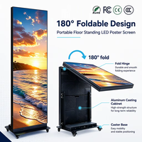 Totem publicitaire LED pliable sur pied, procédé GOB, rangement facile, résolution 8K, étanche IP54, HDR 1000:1, garantie 5 ans