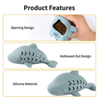 Jouet distributeur de friandises pour chat en silicone en forme de poisson creux, vente en gros