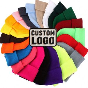 Bonnets d'hiver personnalisés de haute qualité avec logo, bonnets tricotés unis avec design personnalisé - Product Image 1