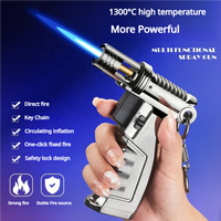 Vente en gros d'un bel allumeur torche métallique à flamme pistolet à cigares avec briquet coupe-vent style classique pour la pâtisserie