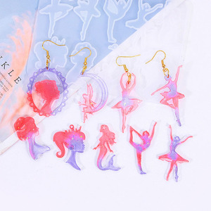 YS resina DIY pendientes moldes de yeso Pretty Girl serie colgante con agujero silicona vestido princesa modelo Ballet Pose molde herramientas - Product Image 3