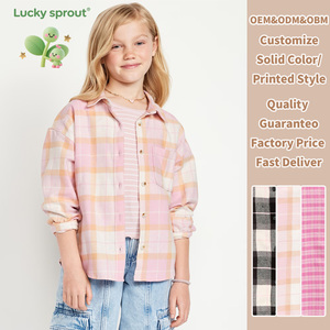 Lucky Sprout personnalisé filles chemise à carreaux mince mode veste enfants chemises en gros pour enfants filles - Product Image 1