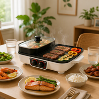 Plaque de cuisson électrique professionnelle Yuanjian pour usage domestique et hôtelier, poêle à frire et griller tout-en-un, barbecue avec thermostat
