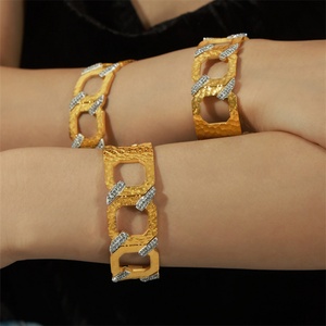 Luxury Elegant Personalized Jewelry <b>Bracelet</b> Stainless Steel Zircon Charm Hollow Link Chain <b>Bangle</b> <b>Bracelet</b> - Product Image 3