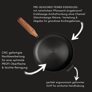 Poêle à frire-Excellente poêle en fonte <span class=keywords><strong>de</strong></span> qualité supérieure Induction 26 cm - Product Image 3
