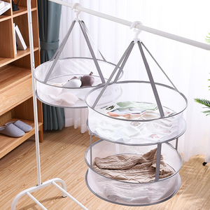 Clothes Drying Net Round Double Layer Hook Type Space Saving Drying <b>Basket</b> For Socks Underwear Flat Drying - Product Image 1