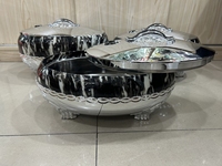 Ensemble classique de 3 pièces 4L 5L 6L, chauffe-plats à motif bois avec pieds dorés, pot isotherme, cocotte thermique, style royal vintage