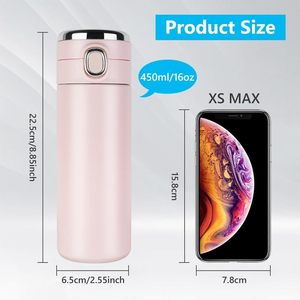 Gobelet isotherme intelligent à double paroi en acier inoxydable avec affichage numérique de la température et couvercle à ouverture rapide pour boire directement - Product Image 2