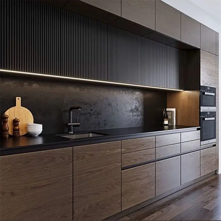 Design dell'armadio da cucina in legno massello Espresso di alta qualità in stile classico americano