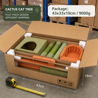 Arbre à chat Cactus 4 niveaux 3 nids avec maisonnette confortable, nid suspendu, perchoir supérieur, poteaux en sisal, peluche Teddy, panneau de particules de qualité E1