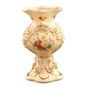 Grand vase en céramique de style européen, esthétique, sur pied, pour l'entrée, le salon, décoration pour fleurs - Product Image 2