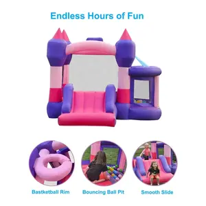 Château gonflable pour enfants, <span class=keywords><strong>mini</strong></span> <span class=keywords><strong>trampoline</strong></span> d'intérieur et d'extérieur avec toboggan, maison de saut amusante en PVC avec <span class=keywords><strong>piscine</strong></span> à balles - Product Image 6