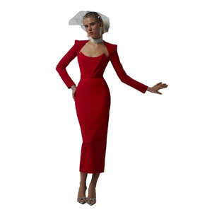 <span class=keywords><strong>Robe</strong></span> bandage élégante pour <span class=keywords><strong>femme</strong></span>, haute qualité, noire, rose, rouge, pour soirée, <span class=keywords><strong>cocktail</strong></span>, bal de promo, mode, coupe droite, manches longues, moulante - Product Image 1