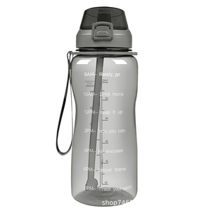 RAYBIN custom logo 2L half gallon Eco friendly gym sport time marker motivation plastic water bottle with straw