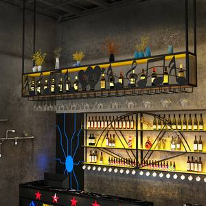 Crémaillère à vin suspendue au plafond avec porte-<span class=keywords><strong>verres</strong></span>, étagère de rangement et d'exposition pour bouteilles de vin et <span class=keywords><strong>verres</strong></span>, crémaillère à vin et à <span class=keywords><strong>verres</strong></span> durable suspendue - Product Image 5