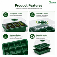Plateau de semis en plastique avec dôme d'humidité réglable et lampe de culture LED pour la germination des plantes de jardin intérieur