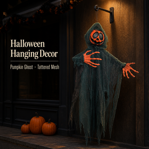 Décoration d'Halloween : Citrouille et fantôme suspendus, cape en maille déchirée, ornement pour la maison, le jardin et les fêtes - Product Image 2
