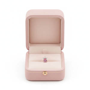 Boucles d'oreilles tendance en or rose 18 carats pur avec pierres précieuses véritables, diamants et saphir rose naturel taille cœur – Nouveauté très prisée - Product Image 6