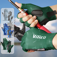 Gants de pêche en soie glacée Vilico unisexes professionnels pour l'extérieur, verts, protection solaire estivale, haute élasticité, antidérapants, demi-doigts