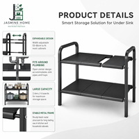 Organizador de Especias Ajustable Multifuncional Moderno para Debajo del Fregadero, Estante de Almacenamiento Expandible de 2 Niveles para Sala de Estar