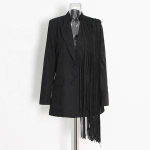 2025 nouveau Design industrie lourde à manches longues gland asymétrique automne col en v mince mi-long costume <span class=keywords><strong>Blazer</strong></span> femme 2023 - Product Image 2