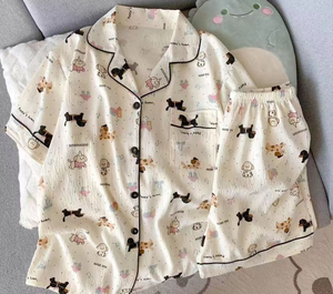 Pigiama da Donna Traspirante Nuovo Stile con Bottoni e Risvolto, Set Due Pezzi Comodo - Product Image 6