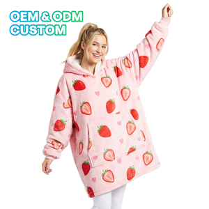 Modern Woven Home Textile China Customized Flannel Sherpa <strong>Men</strong> Oversize Eco-Friendly Blanket <strong>Hoodie</strong> - Product Image 1