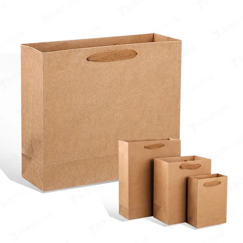 Swydf — sac en papier kraft à poignée plate, avec logo, personnalisé, format a4, marron, pour vêtements de vacances, emballage cadeau, de haute qualité