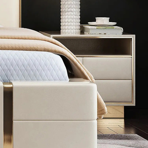 Lit de luxe, ensemble de chambre à coucher de haute qualité, lit simple, queen, double, king, moderne, en cuir capitonné, meubles de taille - Product Image 6