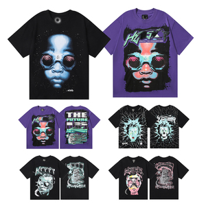 เสื้อยืดคอกลมพิมพ์ลายตามสั่งสำหรับนักออกแบบแบรนด์แฟชั่น ผ้าฝ้าย 100% ทรงหลวมสำหรับผู้ชาย - Product Image 4