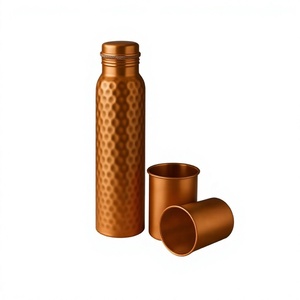 BPA Free Plain <b>Copper</b> <b>Bottle</b> With Glass Sets Dishwasher Safe High Insulated Real <b>Copper</b> Water <b>Bottle</b> With Screw On Lid - Product Image 4