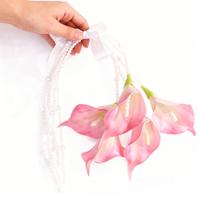 Bouquet de mariage réaliste fait main Calla Lily, ensemble de fleurs artificielles en cascade de tulipes et perles, style européen