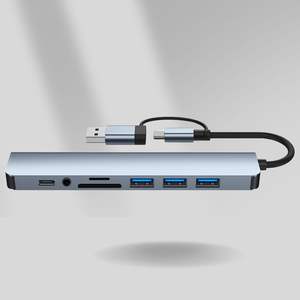 Db Ethos 8 In 1 <b>Usb</b> C <b>Hub</b> Aluminium Type C Adapter Docking Station With Hdmi Sd Card Reader For Computer Data Transfer Charging - Product Image 6