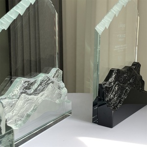 <span class=keywords><strong>ADL</strong></span> New Design Mountain Peak – trophée en verre de cristal noir et blanc avec Base en pierre pour le premier trophée - Product Image 4