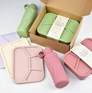 Séparateurs étanches pour micro-ondes Boîte à lunch Bento en silicone pour enfants réutilisable et personnalisé Récipient alimentaire avec bouteille d'eau - Product Image 3