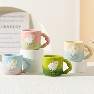 Personalized Daisy Ceramic Mug Handmade Flower Coffee Mug with Spoon - Product Image 6