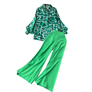 Plus Size Fall Casual Loose 2 Piece Set For Women Top And Printed Pants Set American <strong>Clothing</strong> Wholesale - Product Image 5