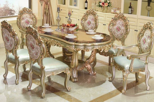 Royal & Luxury Baroque Wood Carving Dining Set Royal <b>Hand</b> Carved Solid Wood Dining Table Set Elegant Dining Table and <b>Chairs</b> Set - Product Image 6