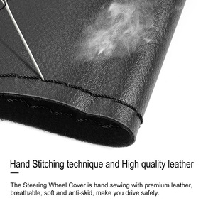 Housse de <span class=keywords><strong>volant</strong></span> de voiture universelle en cuir, protecteur de <span class=keywords><strong>volant</strong></span> en Fiber, bricolage - Product Image 3