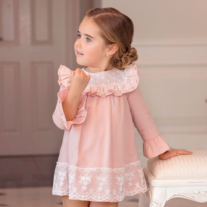 <span class=keywords><strong>Elegante</strong></span> spotty del merletto volant maniche in cotone piccolo bambino vestito dalla ragazza - Product Image 1