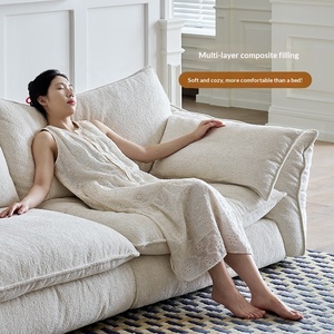 Canapé d'angle Chesterfield JIUSI six places, style rétro français, couleur crème, amovible, pour salon - Product Image 3