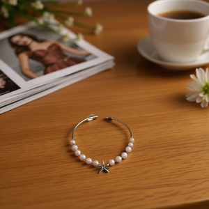 Bracciale in Acciaio Inossidabile con Perle e Cristalli, Gioiello Multicolore con Charm, Accessorio Moda Donna - Product Image 3