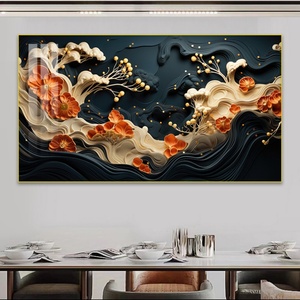 Peinture sur Porcelaine Cristalline Personnalisée en Gros, Paysages Abstraits, Décoration Murale pour Salon et Salle à Manger avec Lumière LED - Product Image 3